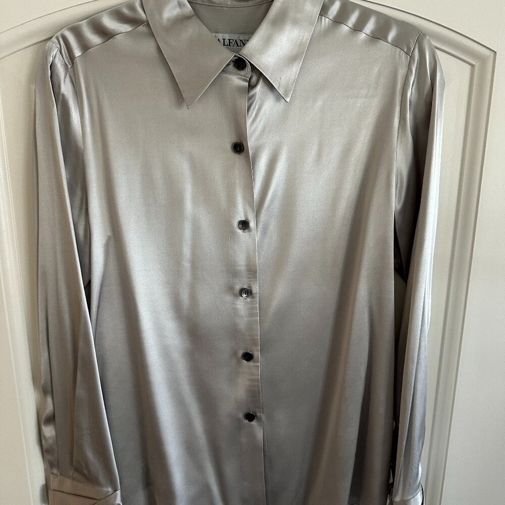 Elegant Satin Blouse — Alfani Silver Satin Blouse - Picture 2 of 3
